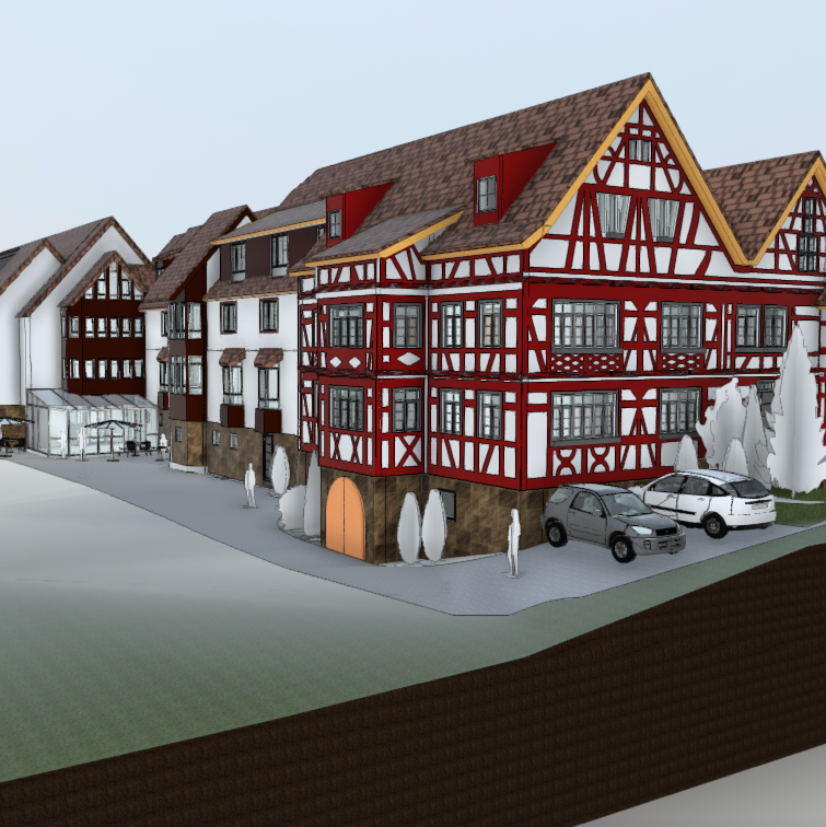 3D-Modell eines historischen Klosterhof-Ensembles